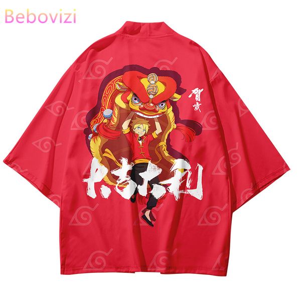 

red plus size 5xl 4xl loose japanese anime cartoons cardigan women and men harajuku kimono cosplay blouse yukata clothing