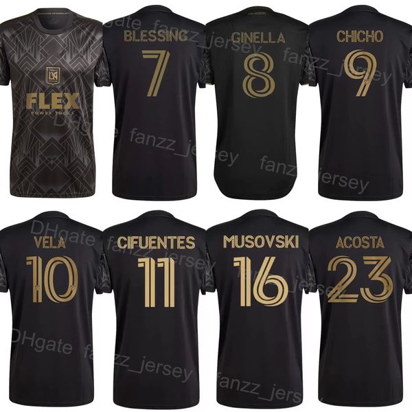 

22-23 mls los angeles fc 9 rossi soccer jerseys 29 arango 11 cifuentes 10 vela 16 musovski 20 atuesta 7 blessing 94 murillo lafc football sh, Black;yellow