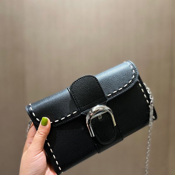 

shoulder bag design purse flap messenger handbag fashion plain classic letters grain cowhide black hasp internal card package thread bags