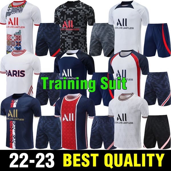 

men kit 2022 2023 pre-match training wear soccer jerseys short sleeve mbappe di maria kimpembe sergio ramos verratti draxler icardi football, Black
