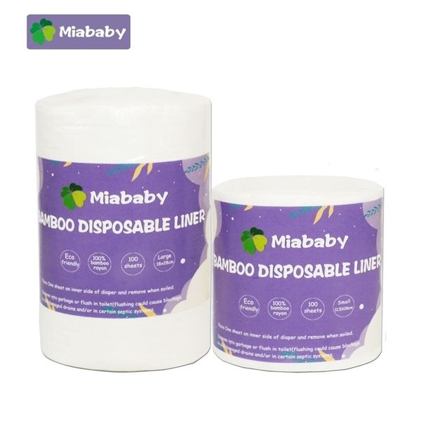 Miababy 3 Rolls/Set fraldas de fraldas de fraldas descartáveis ​​fralda de pano de fralda biodegradável Rayon 220512