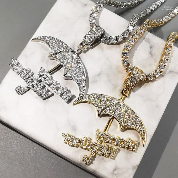 Collane con ciondolo Bling Iced Out Ombrello Soldi Wealher Cubic Zirconia Neckalce Per Uomo Donna Moda Gioielli Hip Hop Elle22