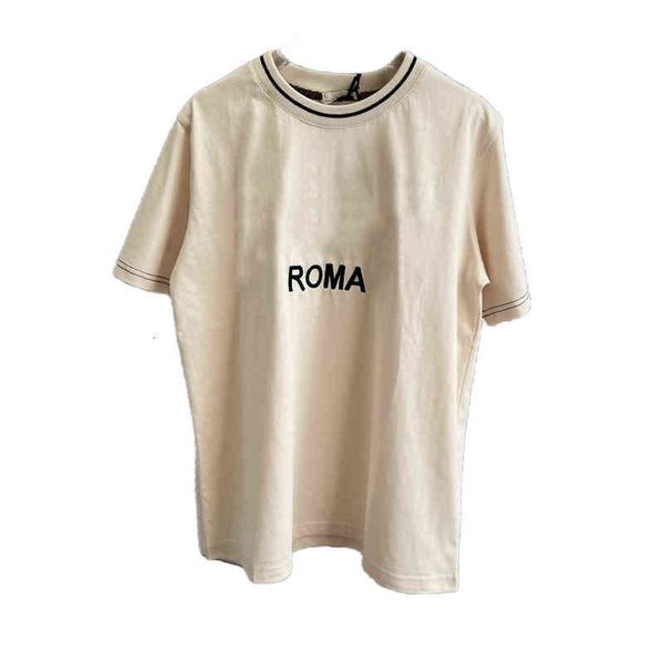 

designers fashion brands men woment shirts loose oversize tees apparel mans roma letters print embroidery cotton street shorts sleeve, White;black