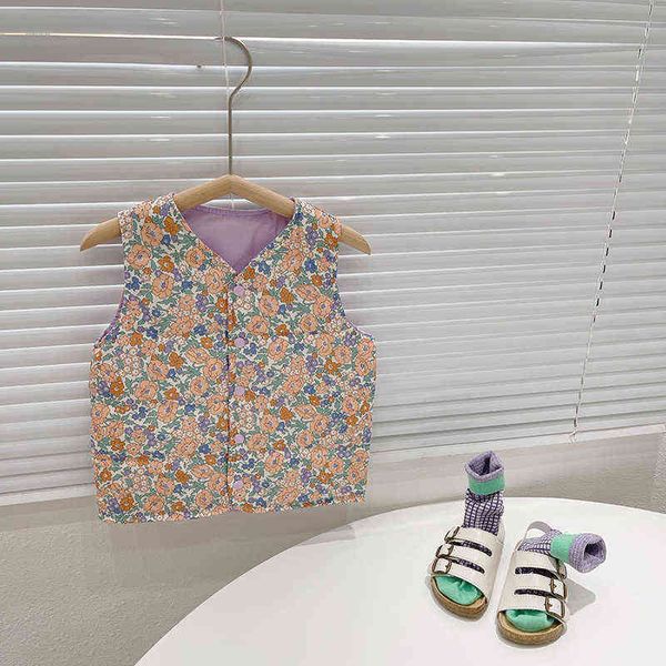 

children and autumn down vest boys and girls with printed down vest girls sleeveless vest j220718, Blue;gray