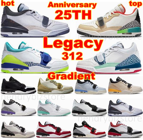 Hots Legacy 312 Low 25th Anniversary Basketball Shoes Mens Womens P￡scoa azul claro fuma