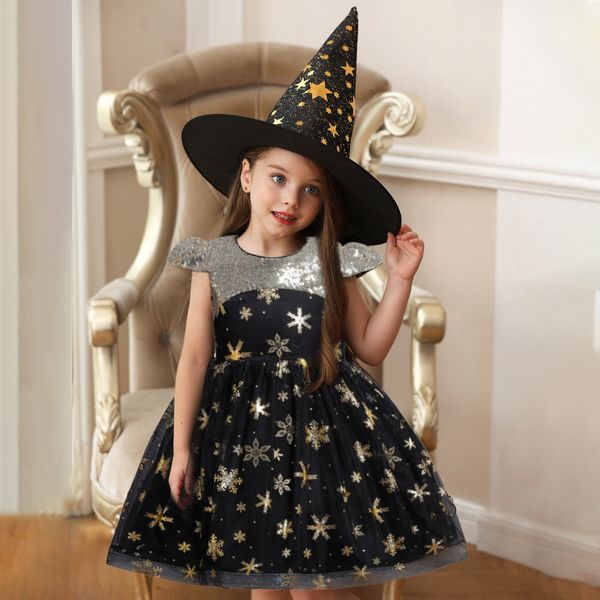 Vestito per bambini per ragazze Abiti per feste di compleanno per bambini Abiti per streghe Cosplay Abiti per ragazze di fiori Set di abiti da sposa Abiti da festa Abbigliamento per Halloween FS7805 0725