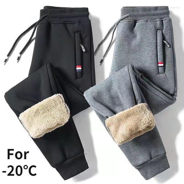 Pantaloni da uomo Pantaloni invernali addensati Pantaloni sportivi caldi Casual da uomo in cotone più pantaloni imbottiti in velluto Tasche con cerniera solide di grandi dimensioni 8XLDrak22 da uomo