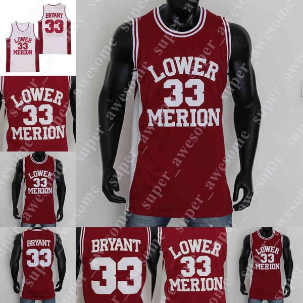 

ncaa lower merion 33 bryant high school basketball jersey red white stitched, Black