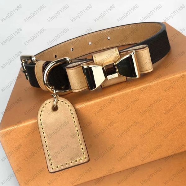 

2022 5a quality leather dog collars leashes pet designer puppy kitty luxury supplies outdoor collars with the box