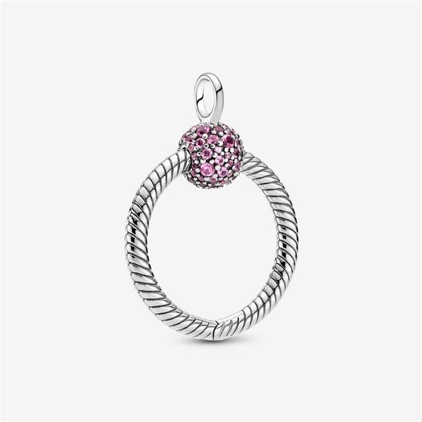 

100% 925 sterling silver small pink pave o pendant fashion women wedding engagement jewelry accessories278z