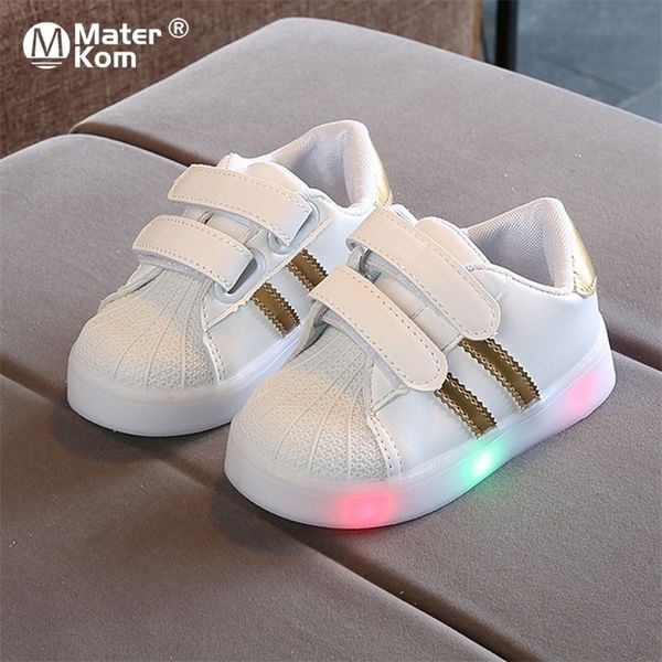 

size 2130 baby toddler glowing shoes children led breathable shoes boys glowing sneakers girls sneakers with luminous sole 220721, Black;red