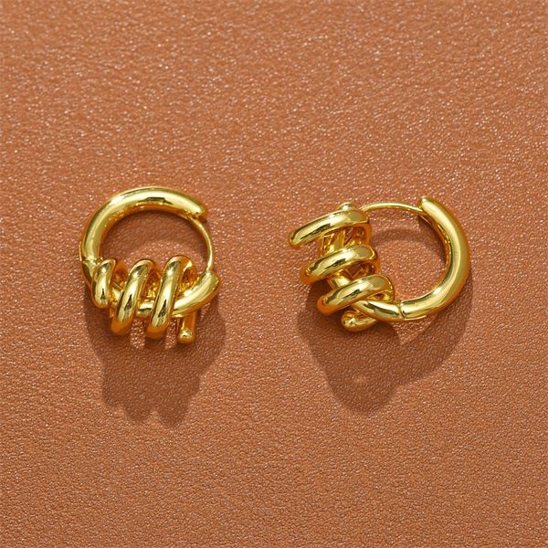 

french niche design stud temperament spring spiral knot earrings advanced indifference ins fashion all-match gift jewelry accessories, Golden;silver