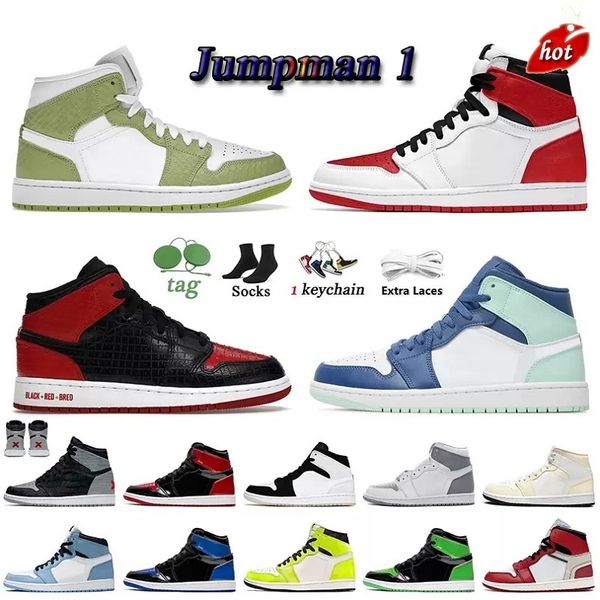 

2022 jumpman 1 basketball shoes 1s men women running outdoor sneakers sports shoes obsidian og high pine green black court purple royal bred