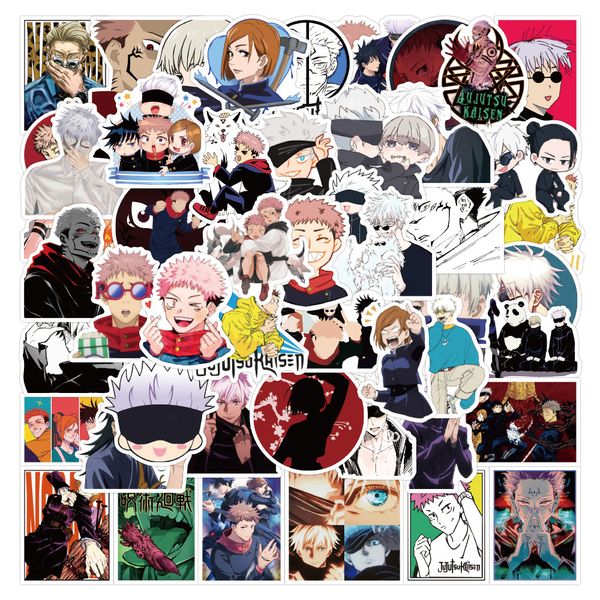 Impermeável 10/30 / 50 pcs Anime Jujutsu Kaisen Graffiti Sticker Sorcery Fight Adesivos Para Laptop Mala Phone Skate Bike Motorcycle Car Adesivo