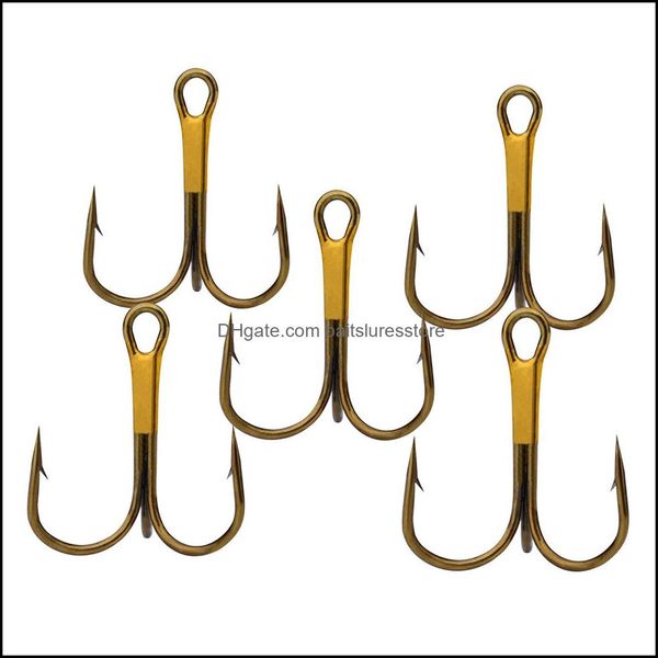

fishing hooks sports outdoors 200pcs 14#-2# brown triple anchor hook high carbon steel barbed fishhooks pesca carp tackle accessories drop