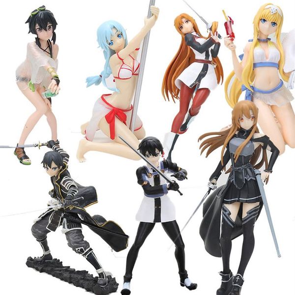 

exq figure anime sword art online yuuki asuna kirigaya kazuto sao kirito swimsuit ver girl pvc action figure toy 1008286l
