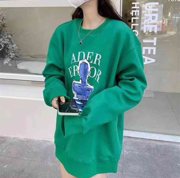 

ader 2021 autumn winter new korean loose 1-1 sculpture trophy adererror round neck sweater sweatshirt, Black