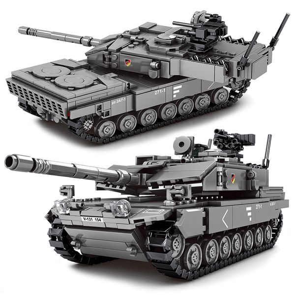 Tanques militares Challenger Leopard 2A7 Principal Battle Tank Soldado Blocos de Construção WW2 Tijolos Exército Crianças Crianças Brinquedos Presentes 220618