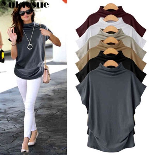 

t shirt women spring autumn summer short sleeve turtleneck basic t shirts female plus size harajuku tshirt 210412, White