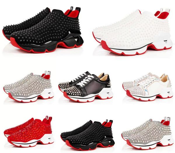 

new krystal spike shoes sock donn 000 neoprene flats red sole ladies rivet platform casual casual box yemianbu, Black