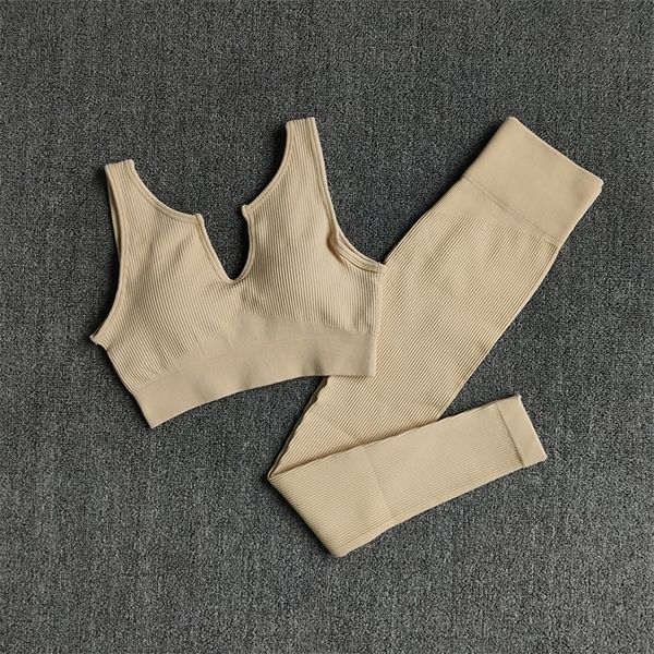 

wareball 2 pieces seamless yoga set women gym clothes high waist leggings sports bra fitness wear workout suits 220317, Gray