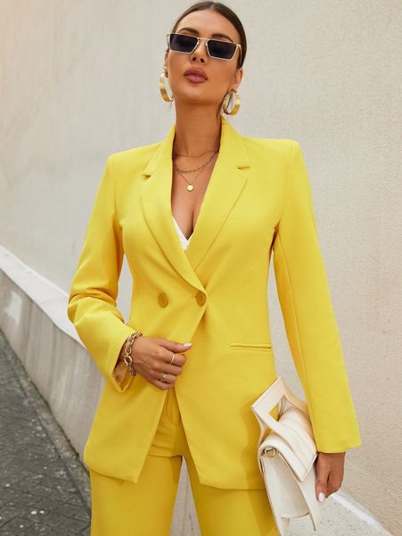 

double button pocket detail blazer y1j9#, White