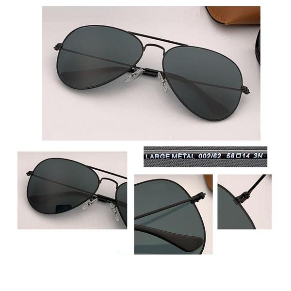 

2021 new55mm 58mm 62 pilot sunglasses men brand designer uv400 protection sunglass women driving black lens sun glasses glass lene304z, White;black