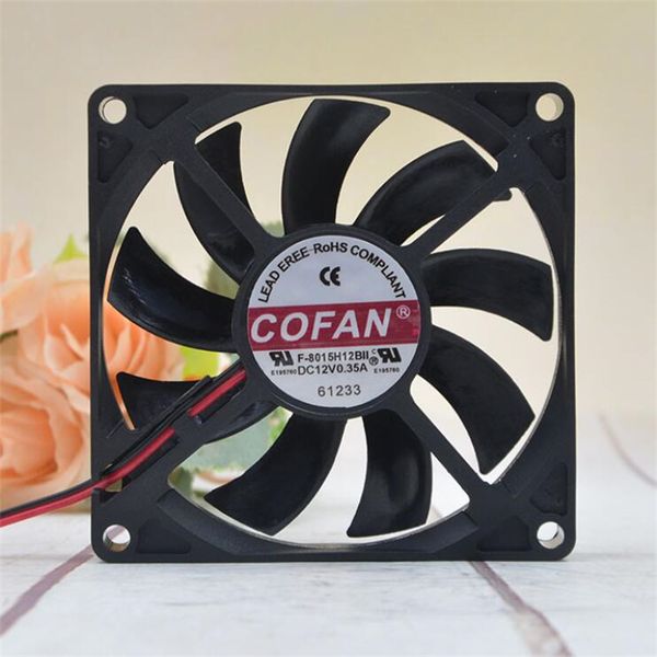 Ventilador de atacado: COFAN F-8015H12BII 12V 0.35A 8 cm 8015 Caso de carregador ultra-fino de dois fios grandes Ventilador de volume de ar grande