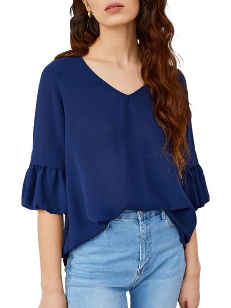 

solid flounce sleeve 026b#, White