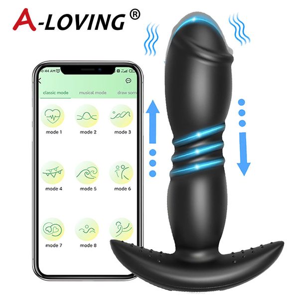 Vibrador anal telescópico para homens App App Plug Plug Plug Prostate Massager Plugs Butt Butt