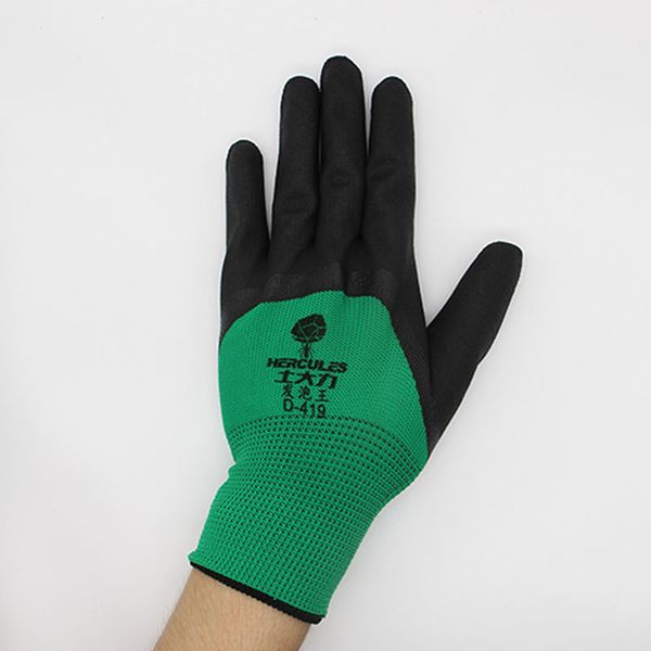 

five fingers gloves green and black foam labor protection supplies industrial safety protection wholesale, Blue;gray