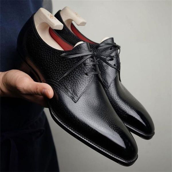 

Men Derby Shoes Solid Color PU Simple Plaid Square Toe Lace Up Fashion Everyday Dress Shoes, Clear
