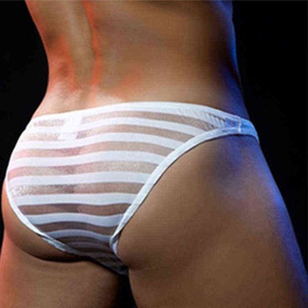 

3xl 6colors men low-waist ultra-thin transparent mesh bulge pouch underpants breathable cool summer ice silk underwear y220426, Black;white