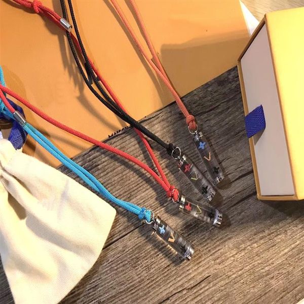 

europe america style men lady women lovers cord inclusion necklace with engraved v initials enamel resin pendants2865, Silver