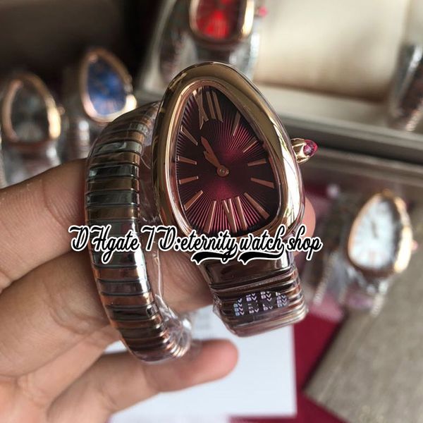 

2022 bvf bv102237 103071 swiss quartz movement womens watch 35mm brown dial rose gold silver two tone long winding bracelet eternity fashion, Slivery;brown