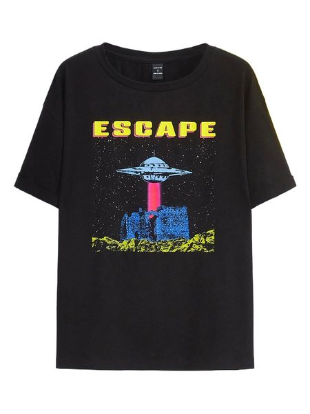 

x nickbaileydesigns ufo & letter graphic drop shoulder tee k2im#, White