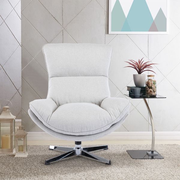 

living room furniture lounge chair accent lazy recliner comfortable fabric leisure sofa chair with aluminum alloy base beige