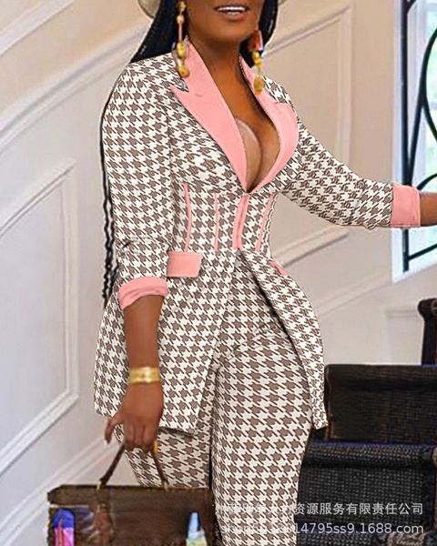 

womens green fruit collar trousers twopiece suit female spring autumn casual office and pants set 220716, White