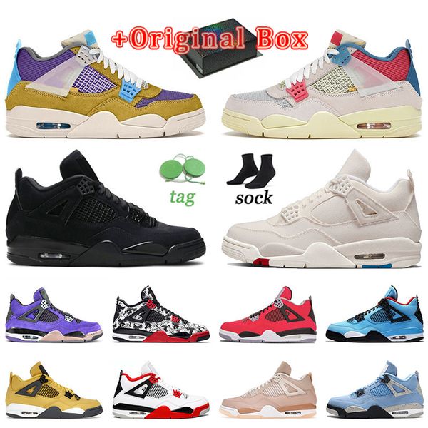 

og with box jumpman 4s mens basketball shoes canvas black cats union x jumpman4s analyzes bred suede grey travi tvs purple university blue s