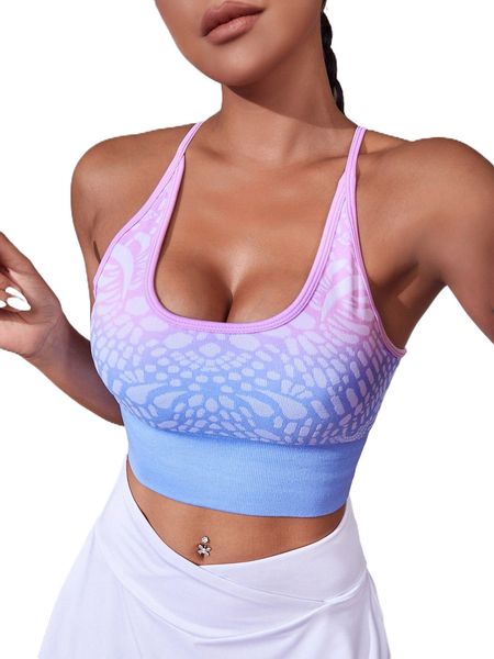 

graphic print ombre sports bra g4qs#, Gray