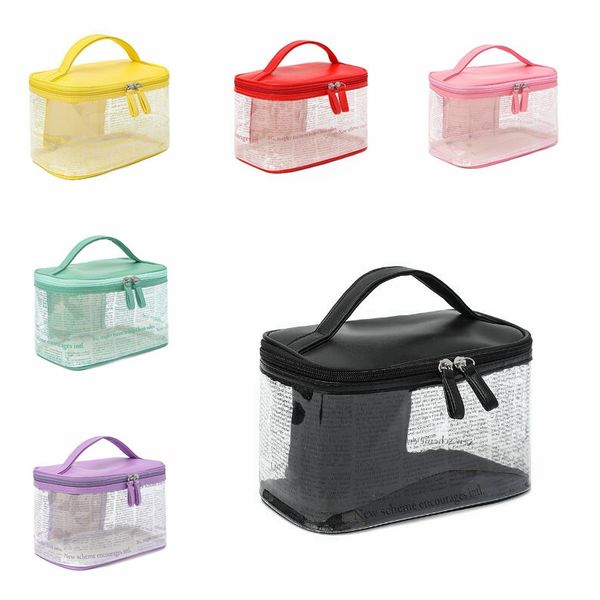 Bolsa de maquiagem clara PVC PVC Women Sacos Cosméticos Organizador Travel Travel Wash Beleza Kit de higiene pessoal