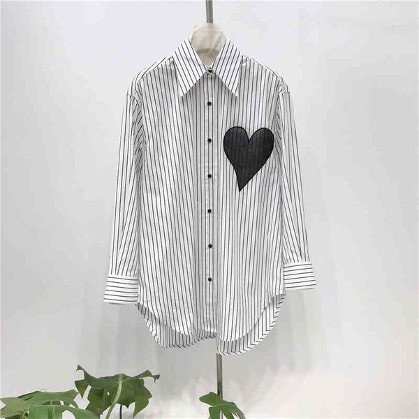 

women's polos d buy it now love stripe shirt women's loose lazy wind long top, White