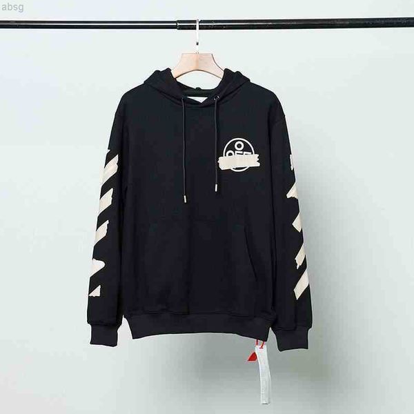 

fashion tide brand men's luxury all-match sweater wholesale off hooded for men women lovers, Black