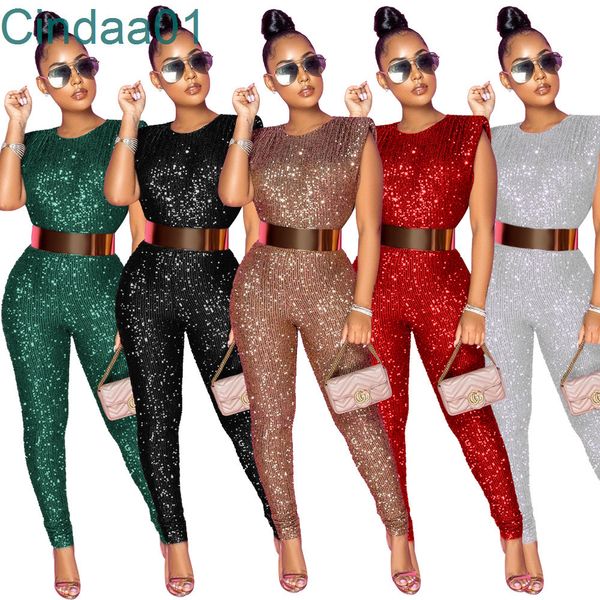 Designer Womens Abbigliamento Estate Hot New Pants Fashion Paillettes Tute senza maniche sexy senza cintura