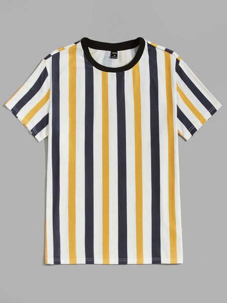 

men striped colorblock tee 83sh#, White;black