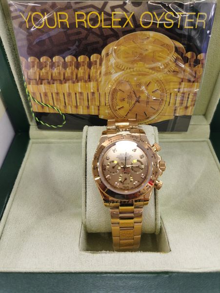 

with original box luxury mens watches 116508ln gold dial watch montre de luxe automatic wristwatches steel ring bezel 316l adustable folding, Slivery;brown