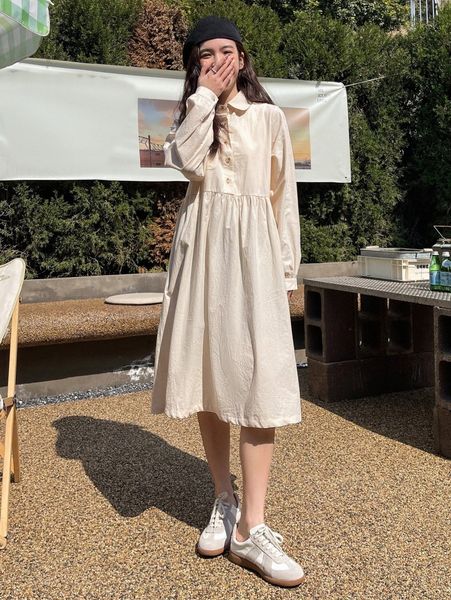 

dazy flap pocket half button smock dress n8tt#, Black;gray