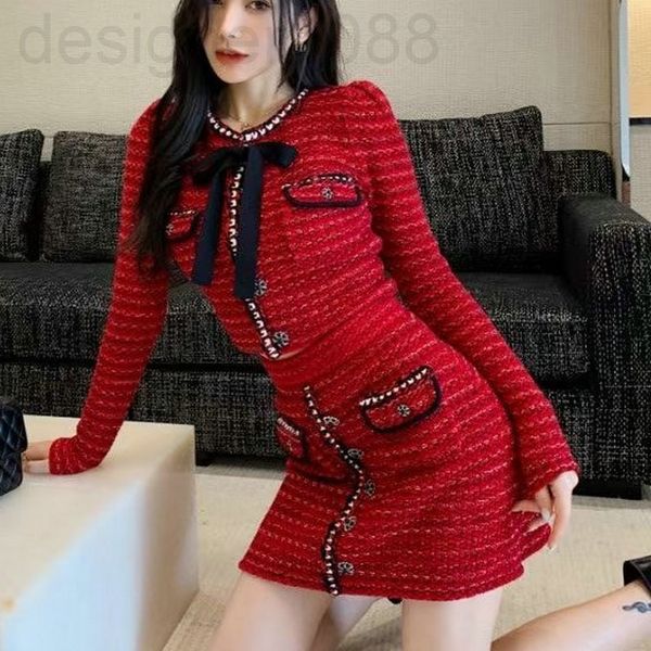 

women's wool & blends designer autumn and winter new temperament goddess fashion suit women's french elegant coat high waist skirt, Black