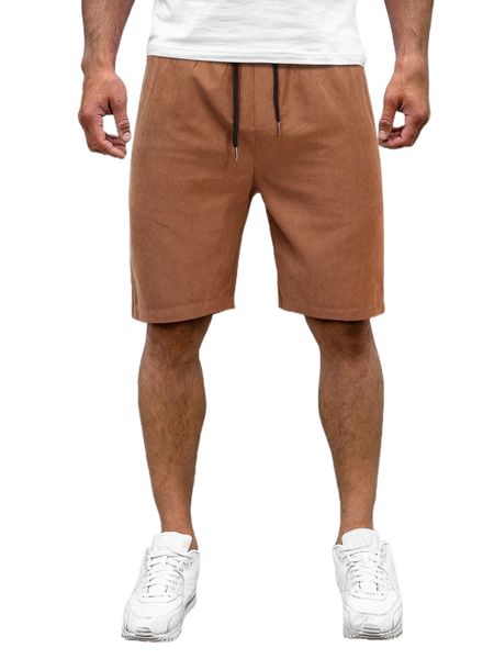 

men solid drawstring waist shorts s8kw#, White;black