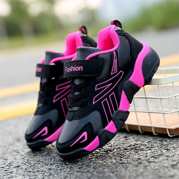 

kids sports sneakers girls running shoes children casual shoes fashion girls shoes leather anti-slippery tenis infantil menino 220429, Black;red